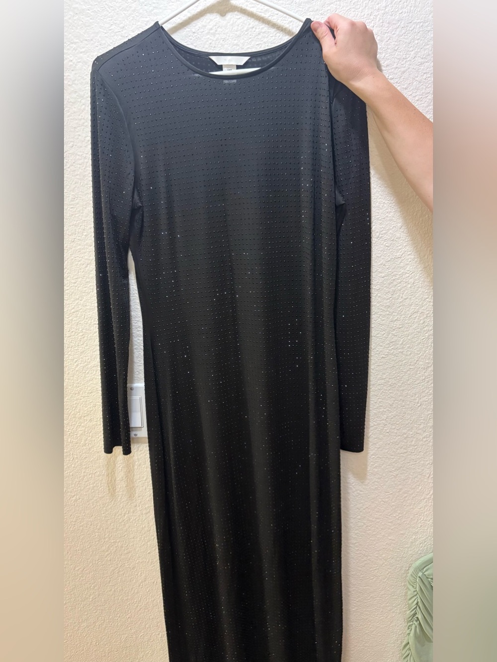 H&M Black Long Sleeve Maxi Dress with Subtle Sparkle